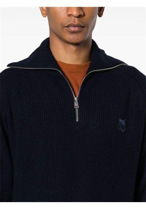 Maglione Bold Fox Head a coste in blu Maison kitsuné - uomo MAISON KITSUNÉ | LM00807KT1093P476